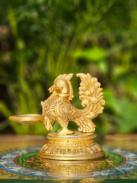 4" Celestial bird lamp in Brass