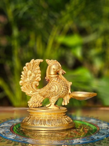 4" Celestial bird lamp in Brass