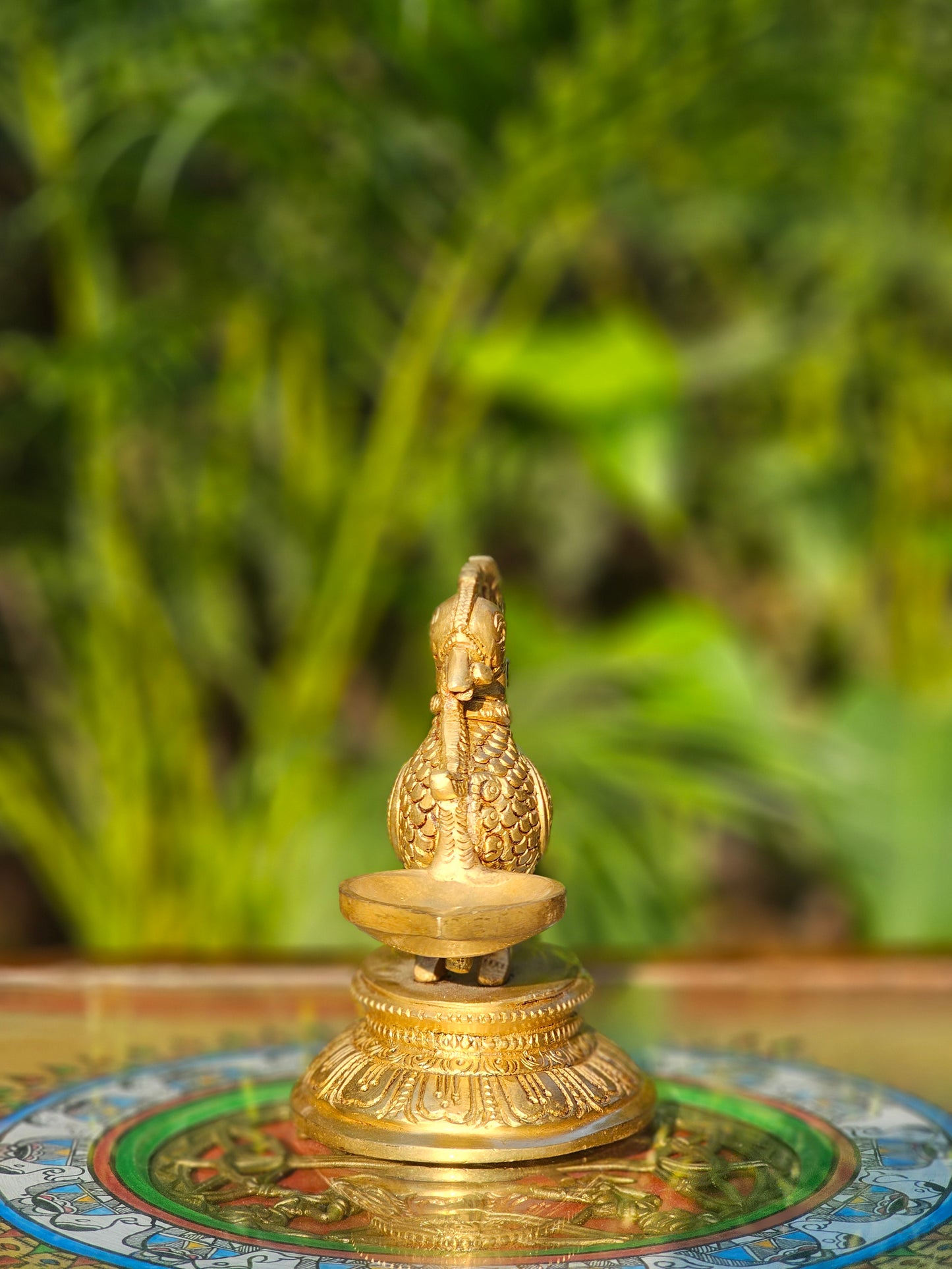 4" Celestial bird lamp in Brass