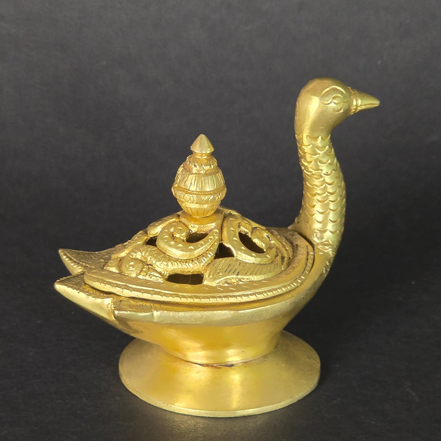 4" Swan Dhoop Burner In Brass.