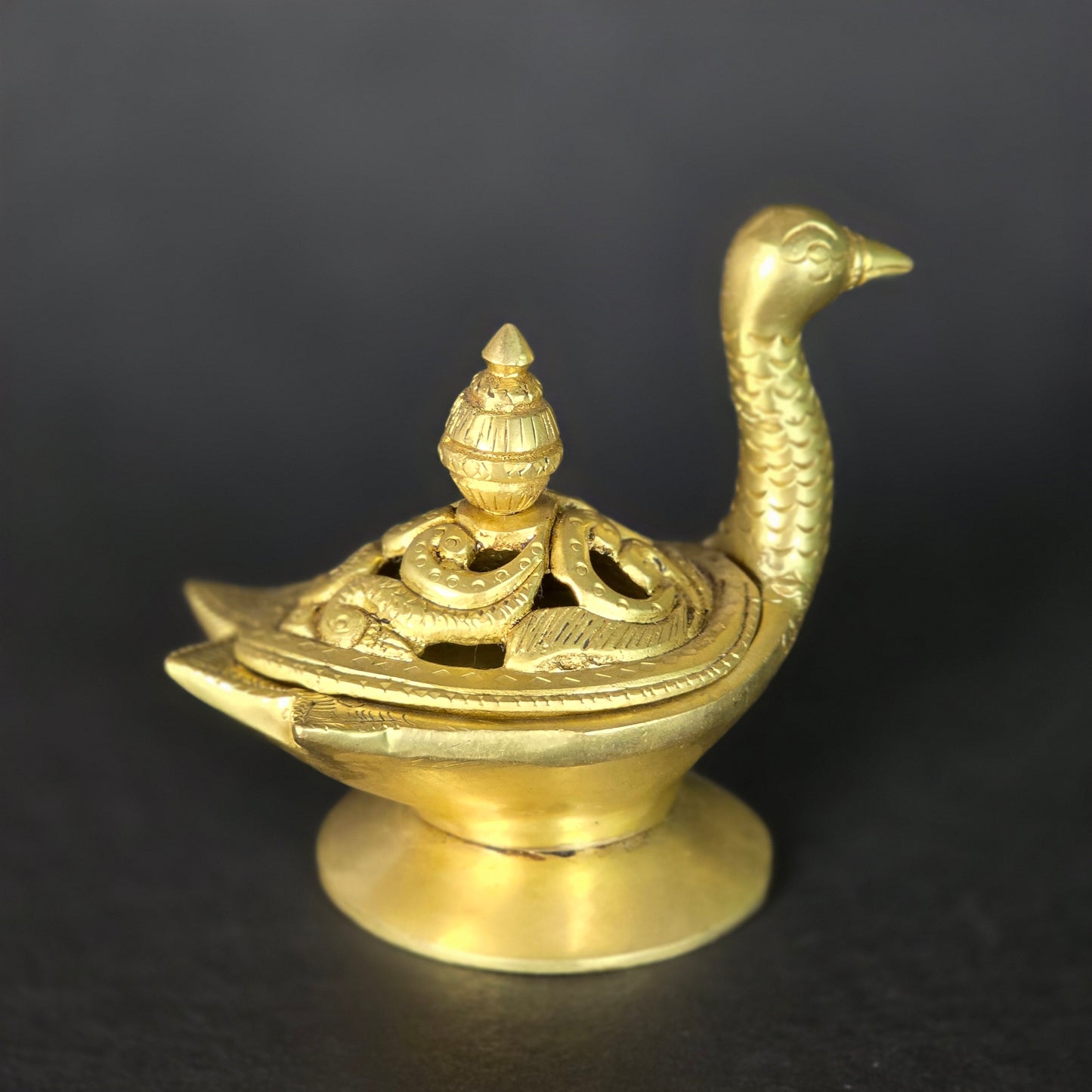 4" Swan Dhoop Burner In Brass.