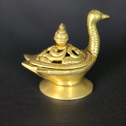 4" Swan Dhoop Burner In Brass.