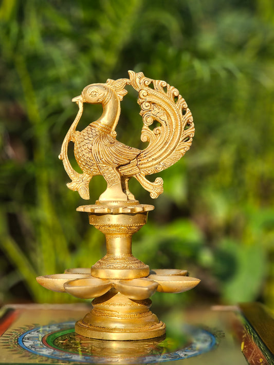 12" Celestial bird lamp in Brass