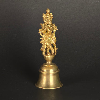 5.5" Krishna Hand Bell In Brass.