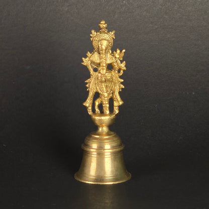 5.5" Krishna Hand Bell In Brass.