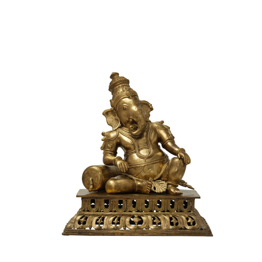 21" Relaxing Ganesha in Bronze