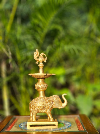 12" Elephant Decorative Lamp in Brass