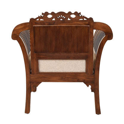 Alpa-I Single Seater Sofa with Cushioned Seat and Designer Back Rest in Walnut Colour (34x22x35)