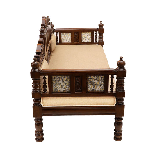 Mauryan Three Seater in Teakwood with Madhubani & Walnut Finish (72x26x37)