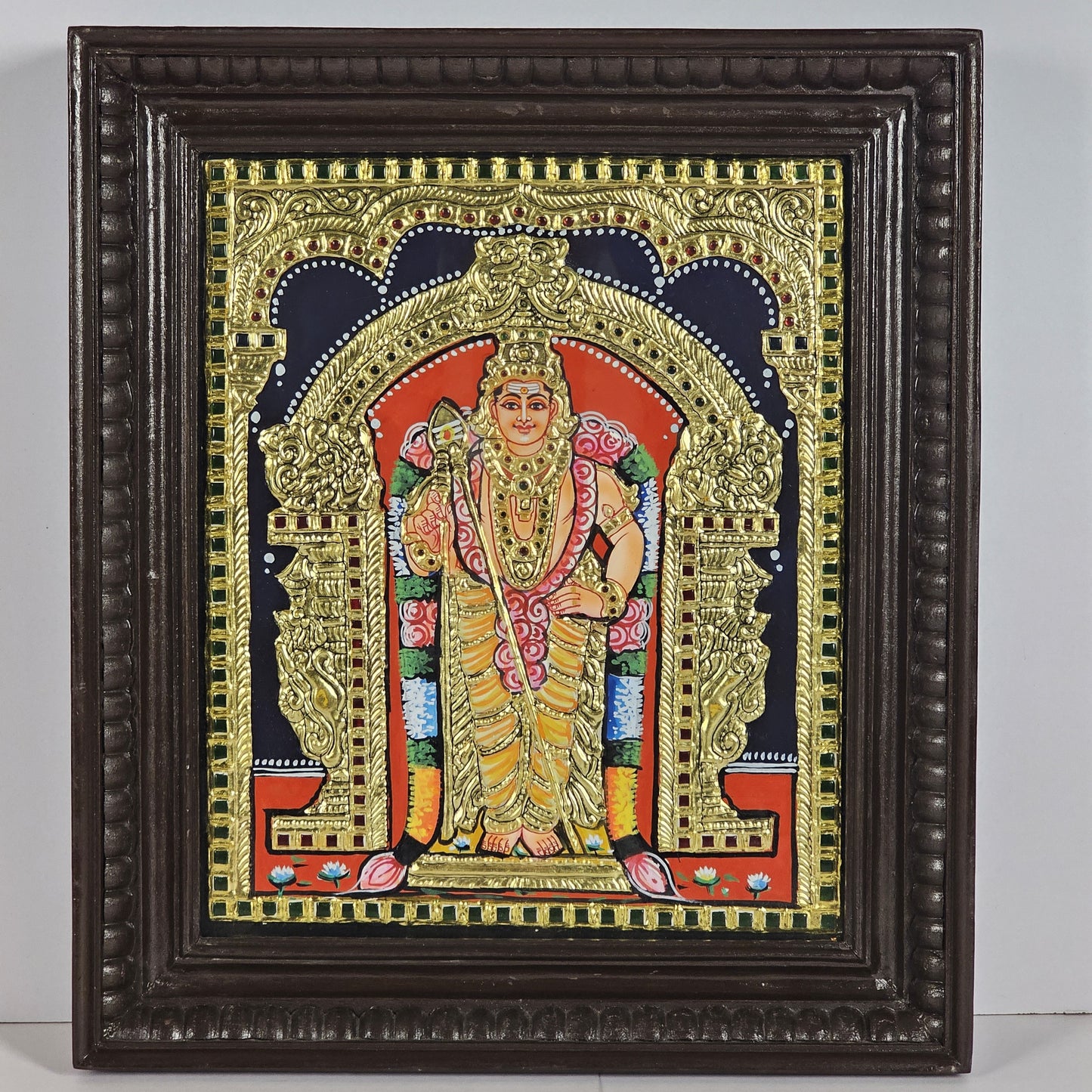 14" Subrahmanya Swamy Tanjore Painting with 22K Gold  Work