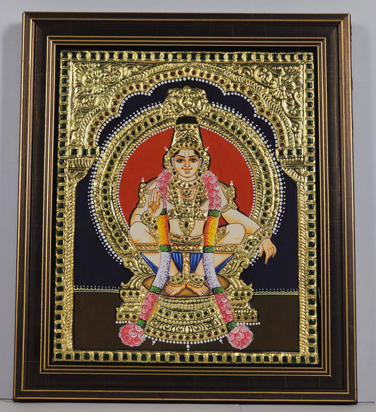 14" Ayyappa Swamy Tanjore Painting with 22K gold work