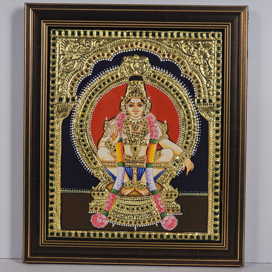 14" Ayyappa Swamy Tanjore Painting with 22K gold work