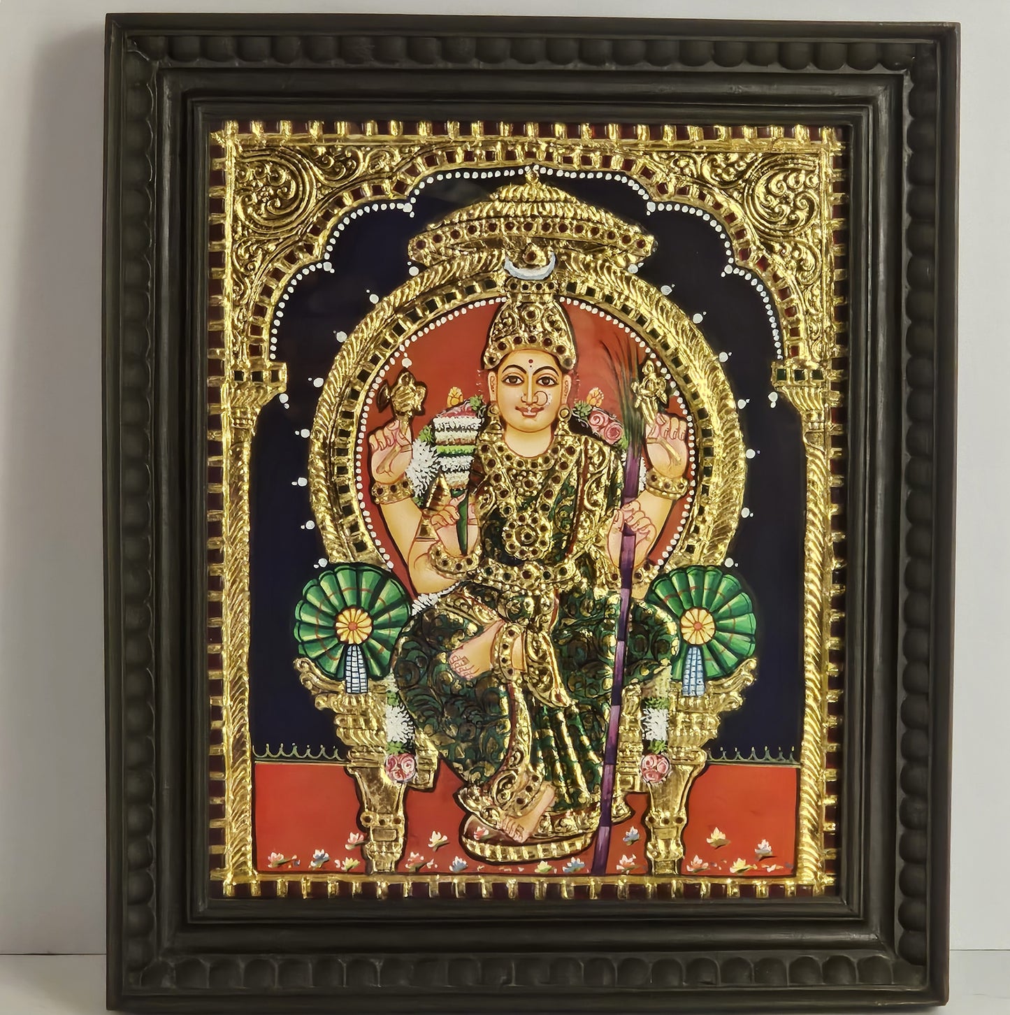14" Lalitha Devi Tanjore Painting with 22K Gold Work