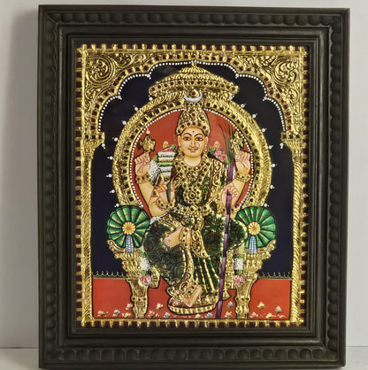 14" Lalitha Devi Tanjore Painting with 22K Gold Work